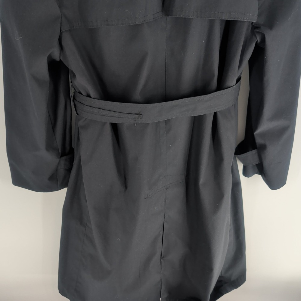 Vintage Retro Double Breasted Notched Lapel Collar Trench Coat Black Size 12 S‎ - Picture 10 of 11